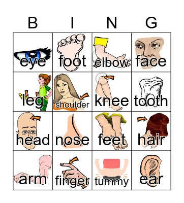 Body Parts Bingo Card