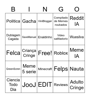 Xoxotas do SeuToba Bingo Card