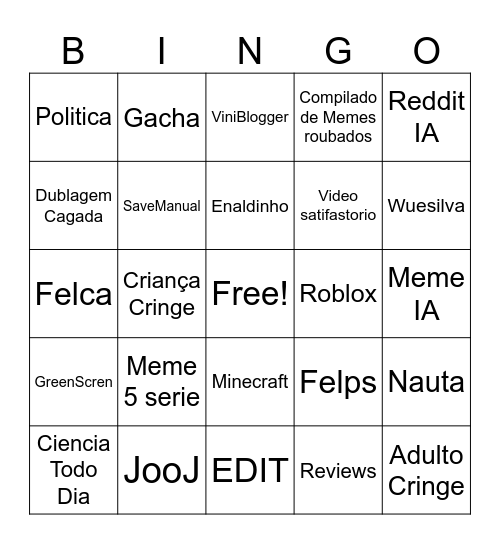 Xoxotas do SeuToba Bingo Card