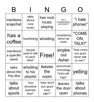 Epstein Bingo Card