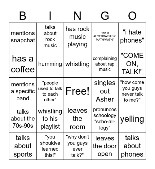 Epstein Bingo Card