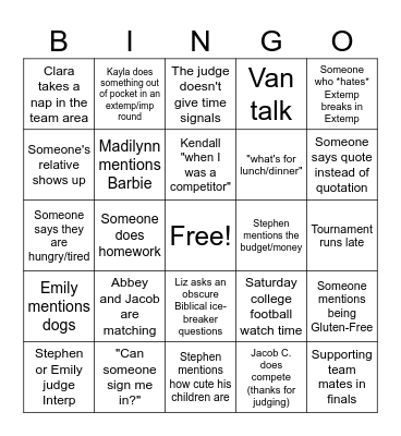 DERRY BERRY DAY 2 Bingo Card