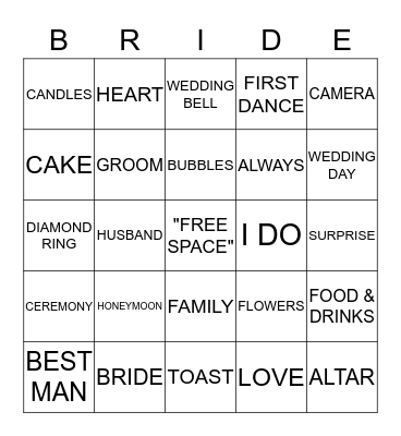 BRIANNA'S BRIDAL SHOWEER Bingo Card