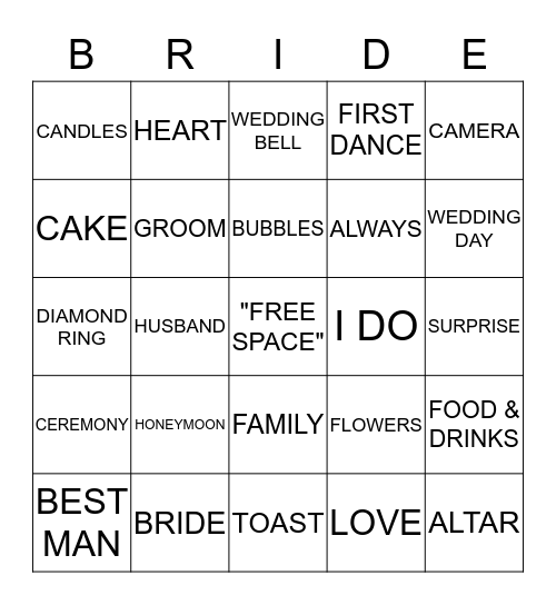 BRIANNA'S BRIDAL SHOWEER Bingo Card