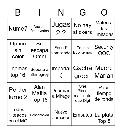 Open 28/9 Bingo Card