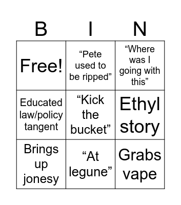 Beecraft Bingo Card