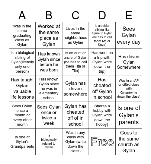 Someone who... Bingo Card