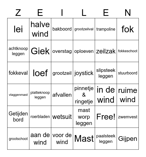 Zeilers Bingo Card