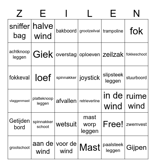 Zeilers Bingo Card