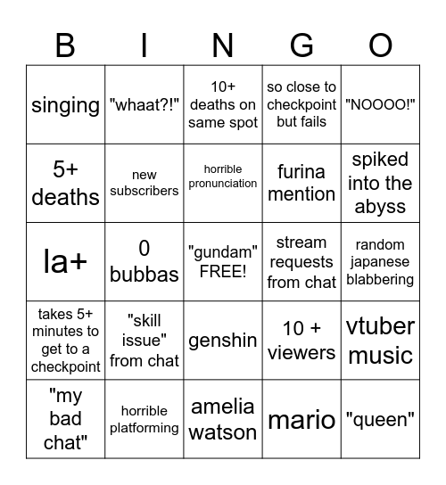 umbruh stream 09/28/2024 Bingo Card