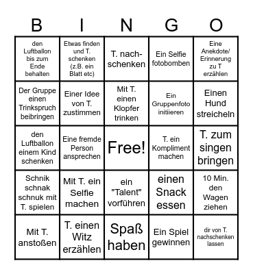 Birthday Fun Bingo Card