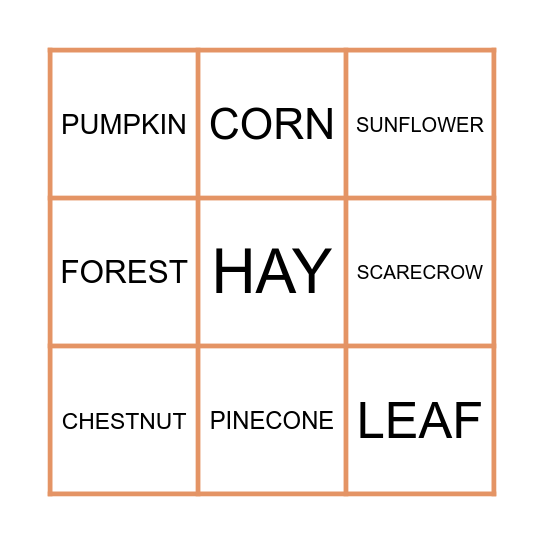 Autumn Bingo Card