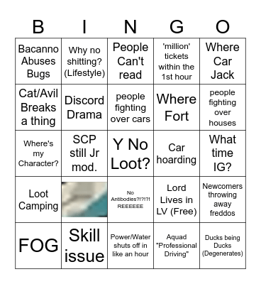 DoTD Season 12 BINGO Card
