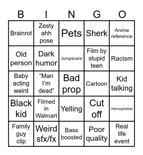 Meme Bingo Card