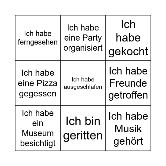 Sommeraktivitäten Bingo Card