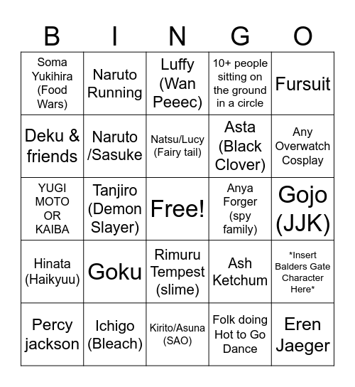 Graemes Unhinged Bingo Caird Bingo Card