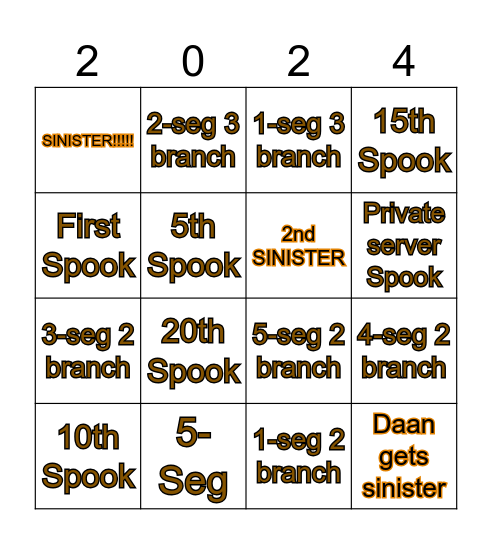 Spook hunt 2024 bingo Card