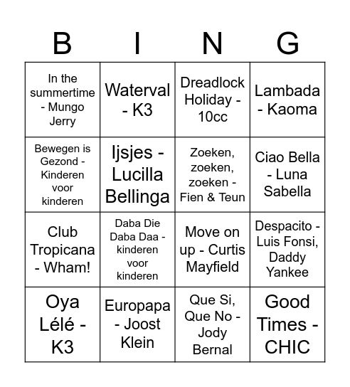 Burendag 2024 Bingo Card