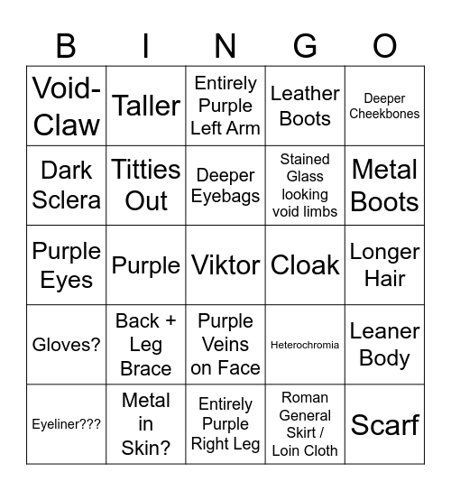 Void Viktor Bingo Card