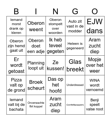 Wedding Bingo Card