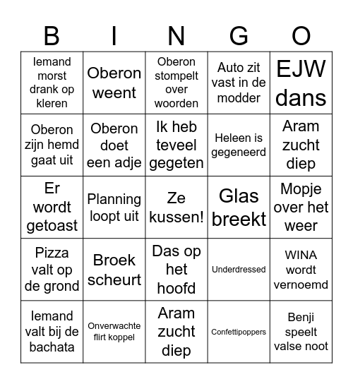 Wedding Bingo Card