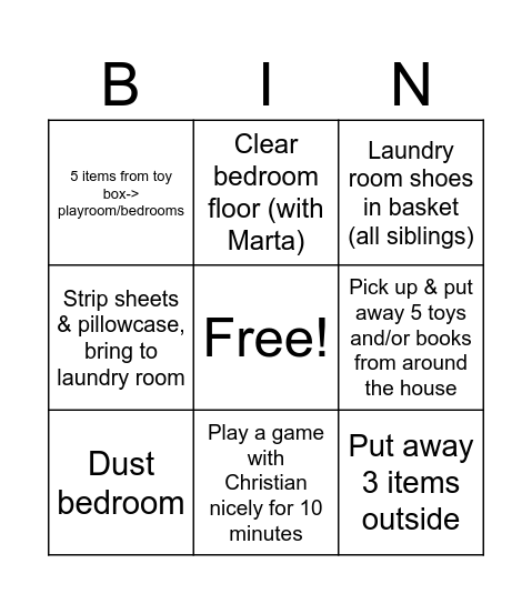 Mary Bingo Card