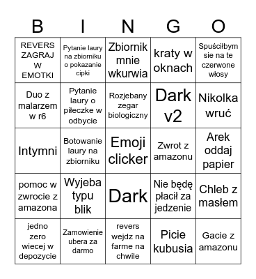 Julek Bingo Card