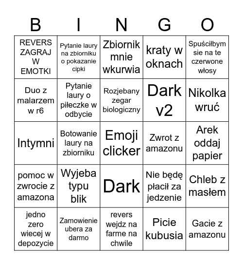 Julek Bingo Card