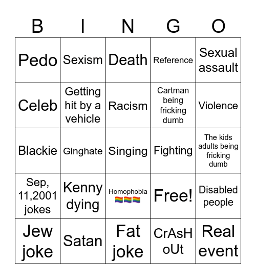 South Park Bingo Card