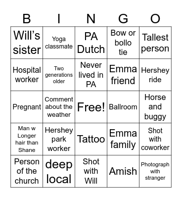 Will Wong Wedding Bingo Card