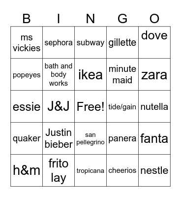 BOYCOTT Bingo Card