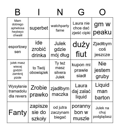 Bartek bingo Card