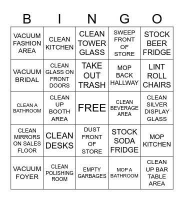 CHRISTMAS CLEANING BINGO Card