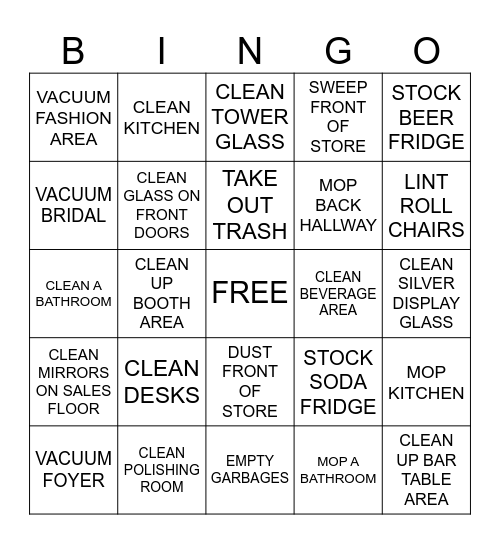 CHRISTMAS CLEANING BINGO Card