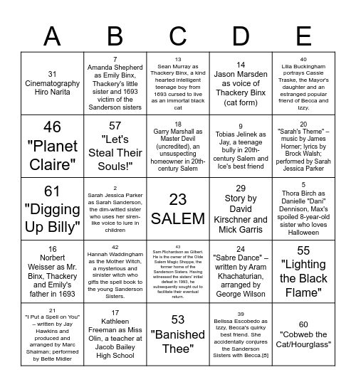 HOCUS POCUS 2024 Bingo Card