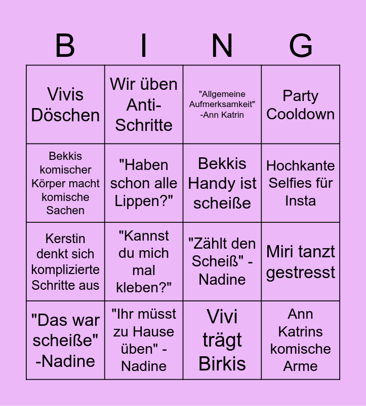 Fireflies' Bingo Card