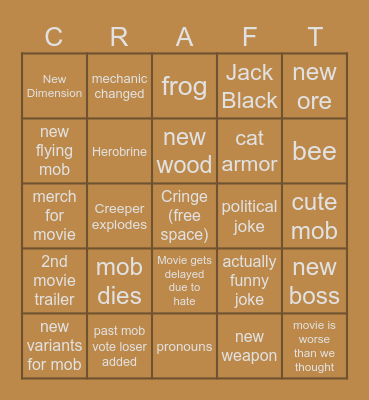 Minecraft Live 2024 Bingo Card