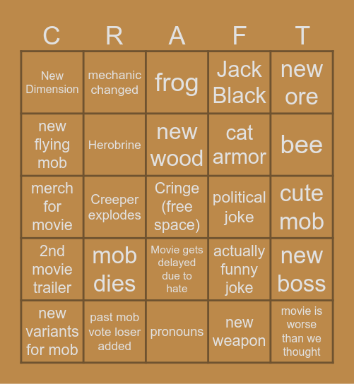 Minecraft Live 2024 Bingo Card