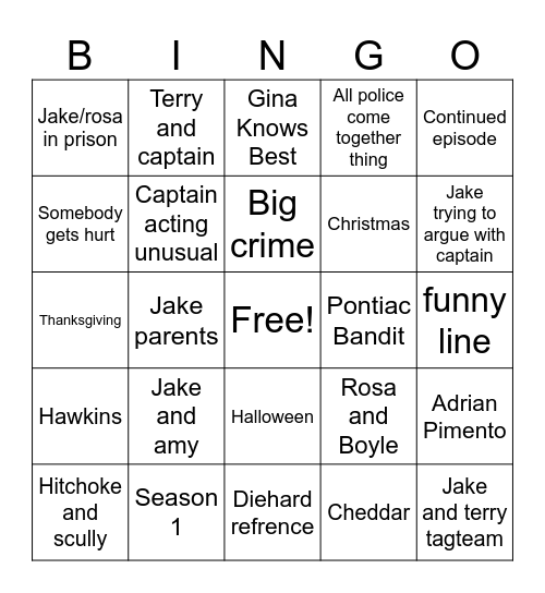 Brooklyn 9-9 Bingo Card