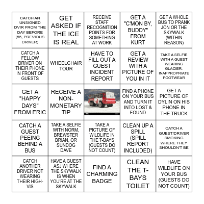 GLACIER ADVENTURE BINGO Card