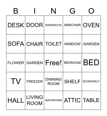 PARTS OF THE HOUSE Bingo Card