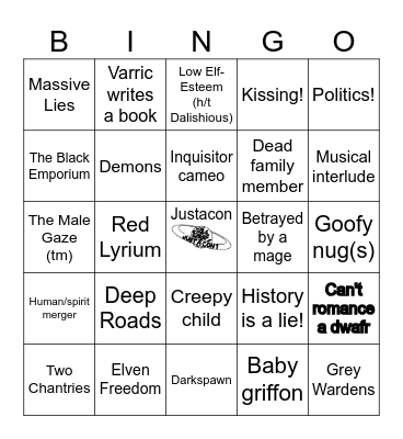 Dragon Age: The Veilguard Bingo Card
