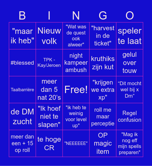 Óneiron BINGO Card