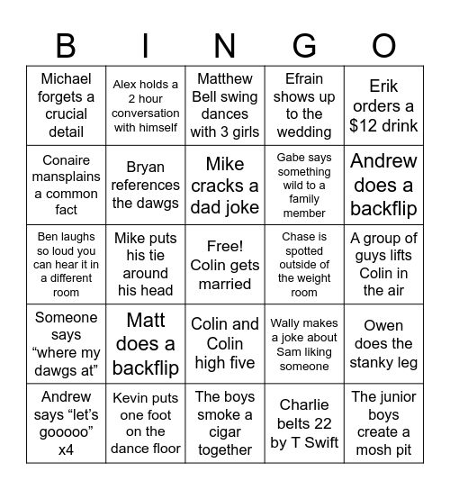 Dawgs of Drake Bingo Card