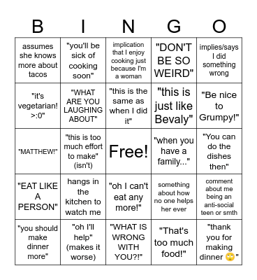 Granny Bingo Card