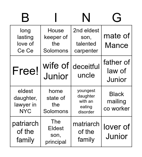 Long After We Are Gone Bingo Card