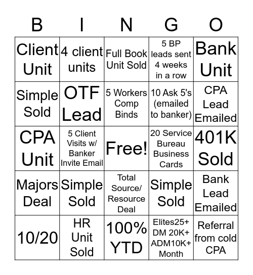 Rev's Payroll Bingo Card