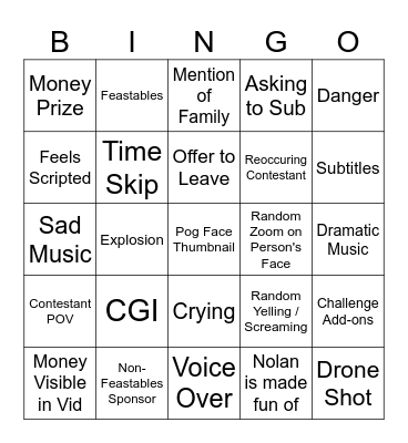 MrBeast Bingo @DuckyDee Bingo Card