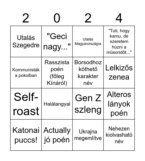 Történelmileg Megkérdőjelezhető Bingo Card
