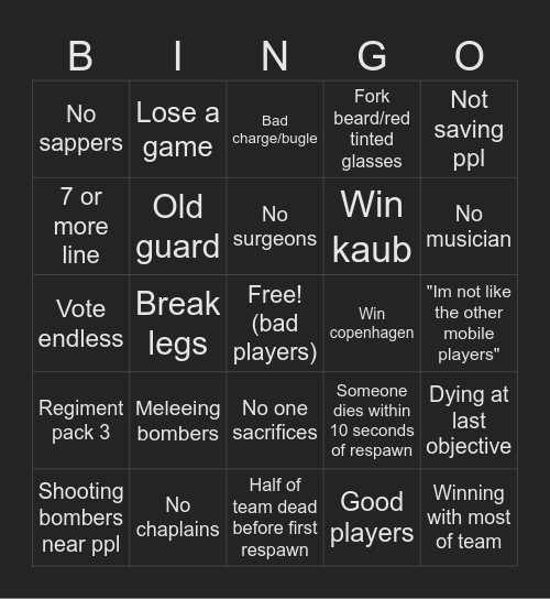 Mobile Servers Bingo Card